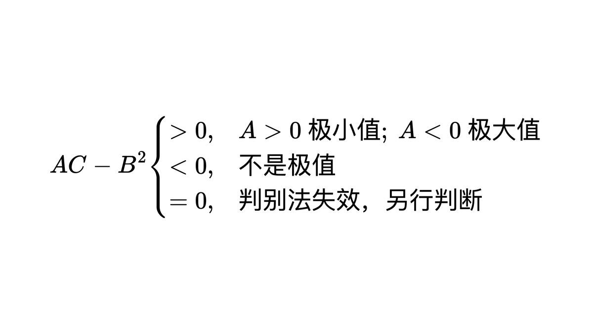 AC−B² 大于、小于、等于零三种情况的判别规则
